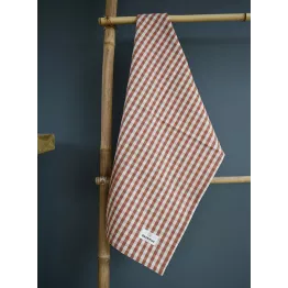 Torchon coton en vichy couleur brique