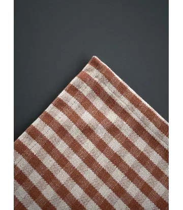 Torchon coton en vichy couleur brique