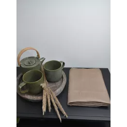 Torchon lin coton uni couleur nougat