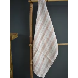 Torchon en coton à large rayure glaise / milk