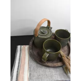 Torchon en coton à large rayure glaise / milk