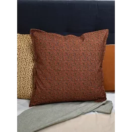 Housse de coussin coton motif léopard couleur auburn