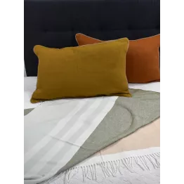 Housse de coussin 40 x 65 cm en lin couleur curry