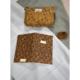 Duo pochette + notebook bohême ocre