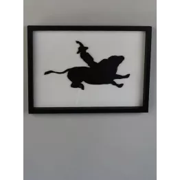 Cadre de taureau de rodeo et son Cowboy format A4