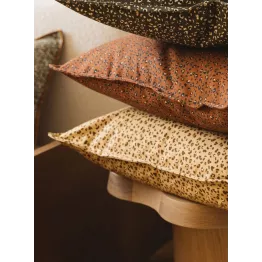 Housse de coussin coton motif léopard couleur auburn