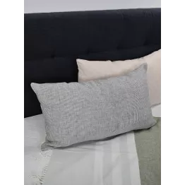Housse de coussin lin lavé rayée noir et blanc 40 x 65 cm