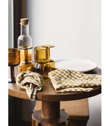 Serviette de table en lin lavé 45 x 45 cm vichy couleur curry