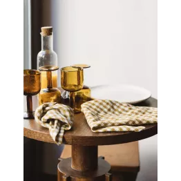 Serviette de table en lin lavé 45 x 45 cm vichy couleur curry