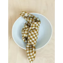 Serviette de table en lin lavé 45 x 45 cm vichy couleur curry