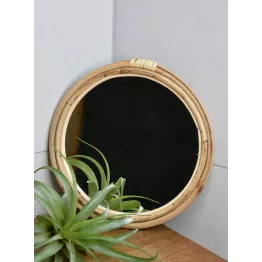 Miroir cadre bambou naturel de diamètre 24 cm