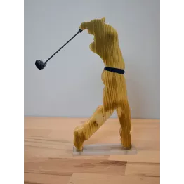Figurine de golf en bois recyclé.