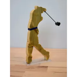 Figurine de golf en bois recyclé.
