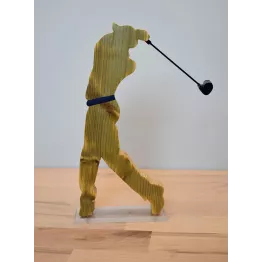 Figurine de golf en bois recyclé.