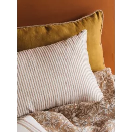 Housse de coussin rayée en lin lavé 40 x 65 cm