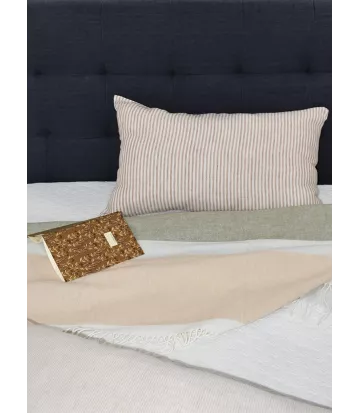 Housse de coussin rayée en lin lavé 40 x 65 cm