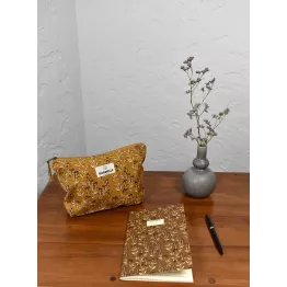 Duo pochette + notebook bohême ocre