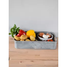 Plateau compartimenté en zinc avec poignées