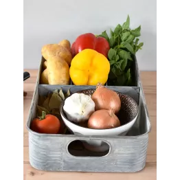 Plateau compartimenté en zinc avec poignées