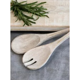 Couvert a salade en bois de manguier naturel clair