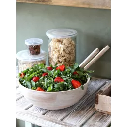 Couvert a salade en bois de manguier naturel clair