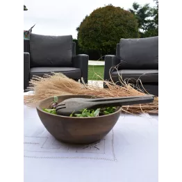 Set de 2 Couverts à salade en bois de manguier charbon