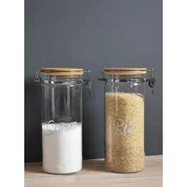 Bocal de conservation en verre avec couvercle sérigraphié riz