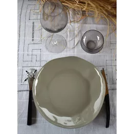 Assiette en grès gris acier D27,5