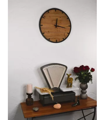 Horloge murale bois et métal Gaston
