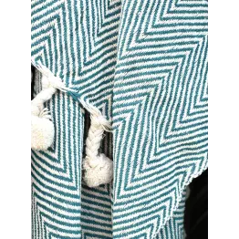 Plaid bicolore vert émeraude et blanc 100 % coton 150 * 130 cm