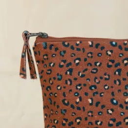 Pochette léopard en coton 25 x 15 x 5 cm