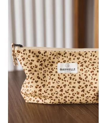 Trousse léopard en coton 25 x 15 x 5 cm