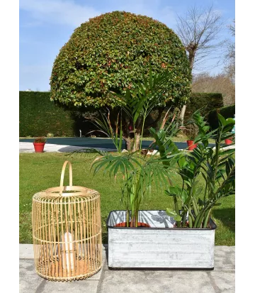 Grande lanterne ajourée en bambou naturel