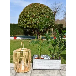 Grande lanterne ajourée en bambou naturel