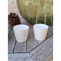 Duo de petits photophores en grès beige