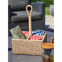 Présentoir confiture en rotin blanc cérusé