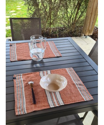 Set de table tissu en lin Zonza cuivre