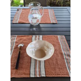 Set de table tissu en lin Zonza cuivre