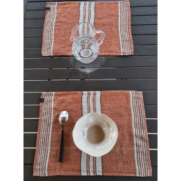 Set de table tissu en lin Zonza cuivre