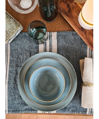 Set de table lin modèle Zonza bleu de Prusse