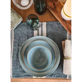 Set de table lin modèle Zonza bleu de Prusse