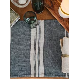 Set de table lin modèle Zonza bleu de Prusse