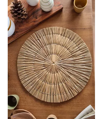 Set de table rond en roseaux