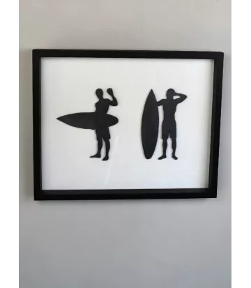 Décoration murale bois avec surfers 24 * 30 cm