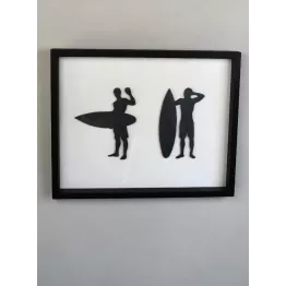 Décoration murale bois avec surfers 24 * 30 cm