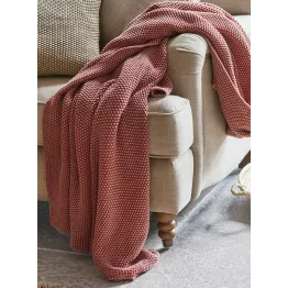 Plaid tricot rouge cuivré en coton 130 * 170 cm