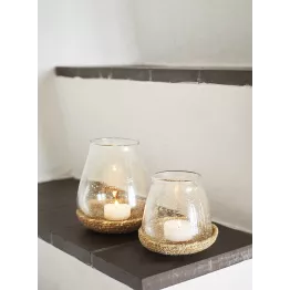 Photophore décoré en verre soufflé