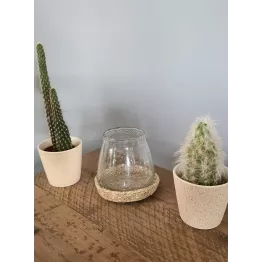 Photophore décoré en verre soufflé