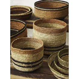 Duo paniers tressés en jonc de mer