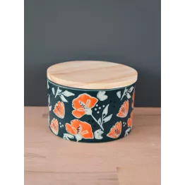 Duo de pots en grès avec couvercle en bois modèle colorada émeraude